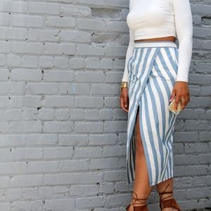 Madewell Striped Overlay Maxi Skirt Elastic Waist